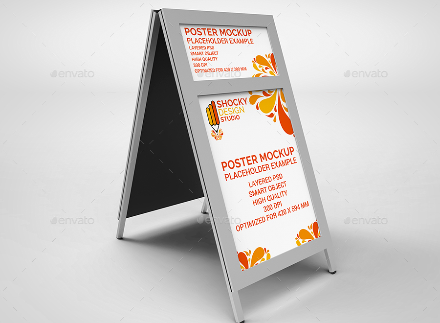 Sidewalk Poster Sign Mockup, Graphics GraphicRiver